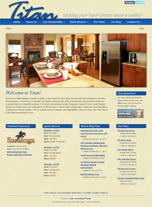 screenshot of Titan Homes website